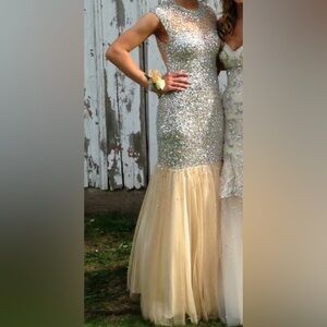 Ash Silver and Cream Prom Dress